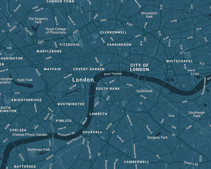 Labelled map of London