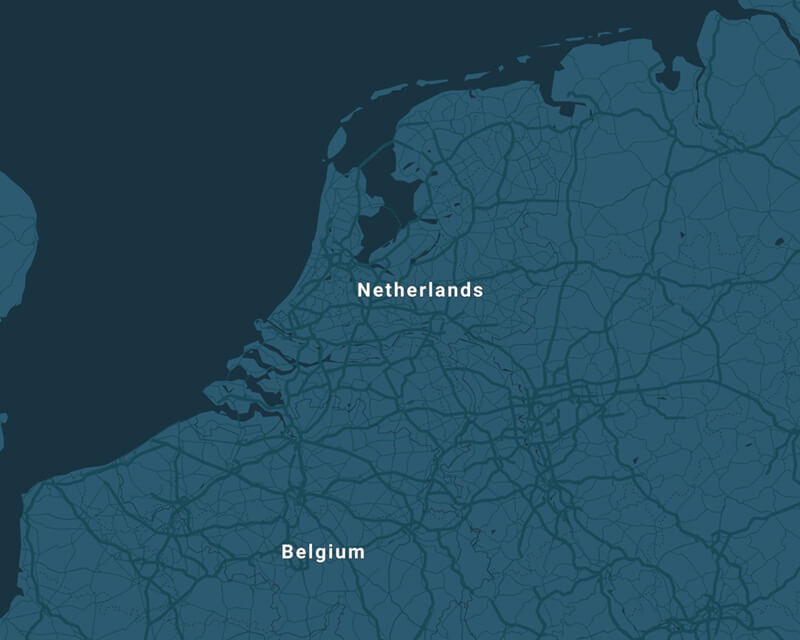 Map of Netherlands and Belgium