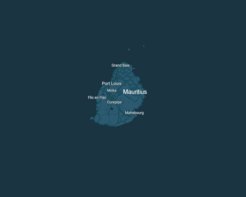 Labelled map of Mauritius