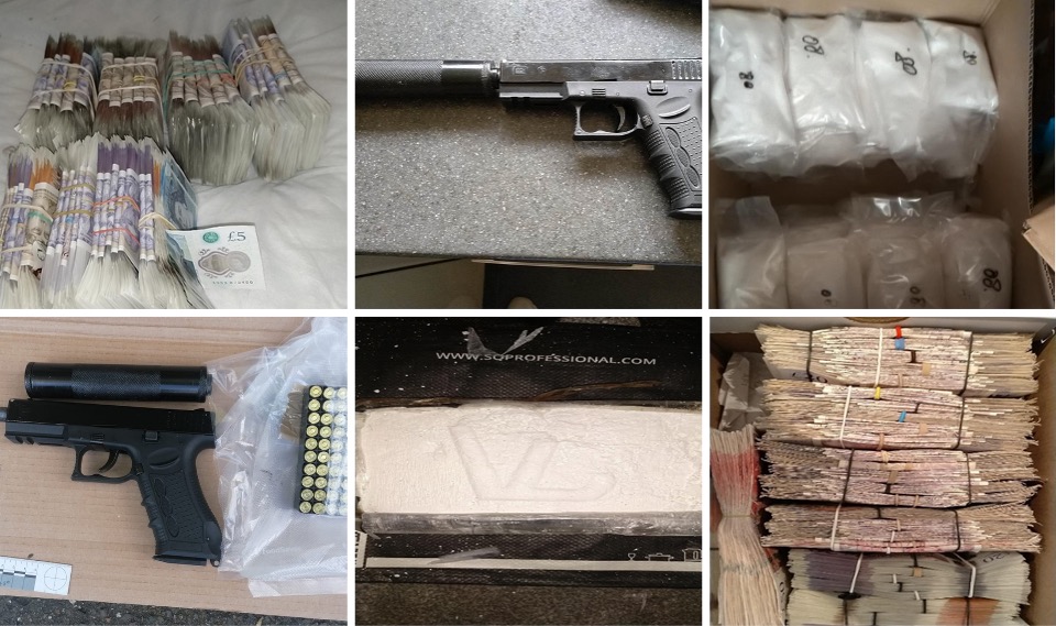 cash, drugs and guns