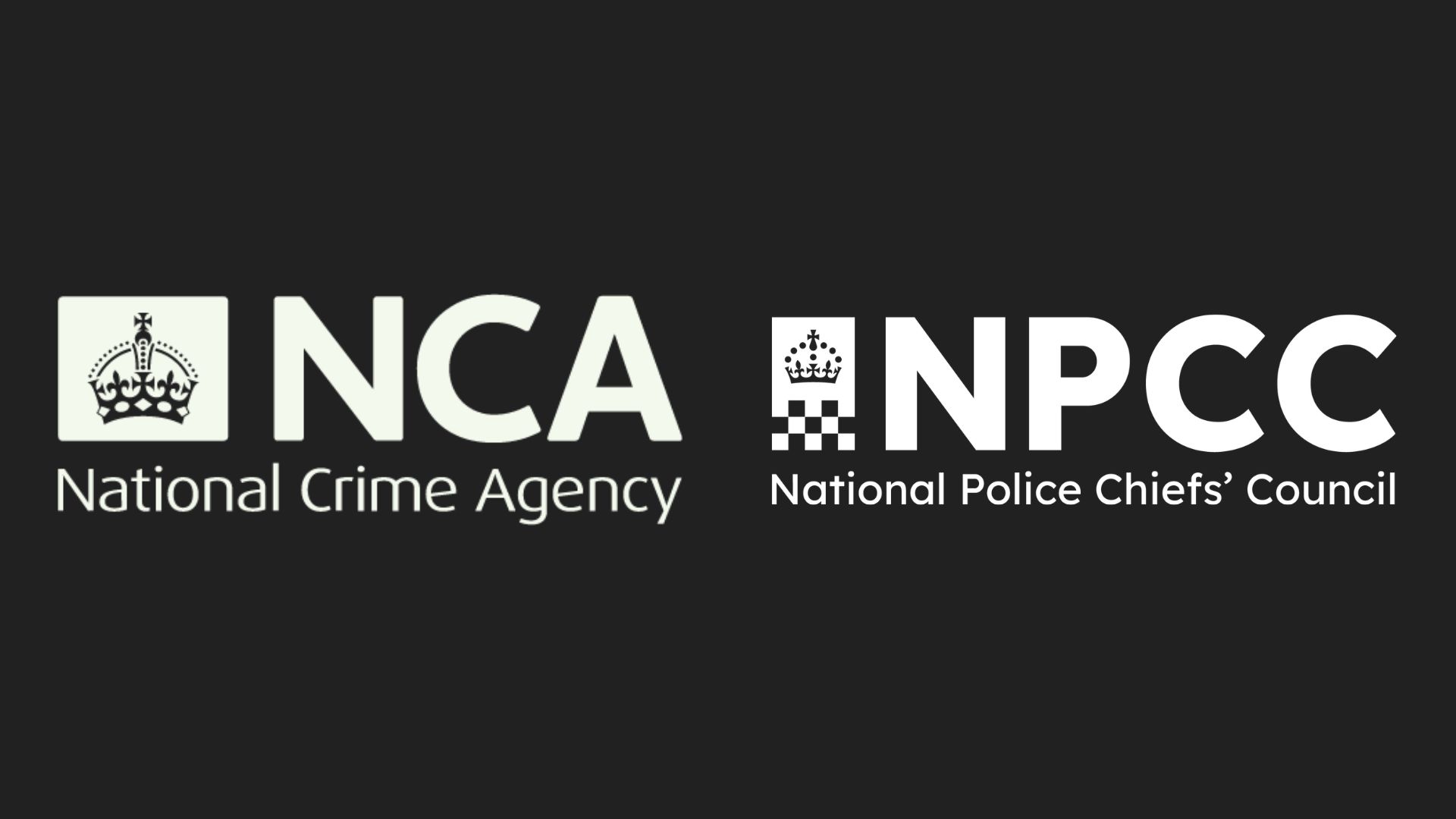 NCA and NPCC logos in white on black backdrop